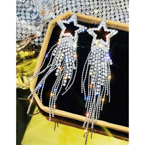 Star Fringe Bling Earrings - Picture 1 of 1